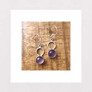 Genuine Amethyst & Sterling Silver Drop Earrings